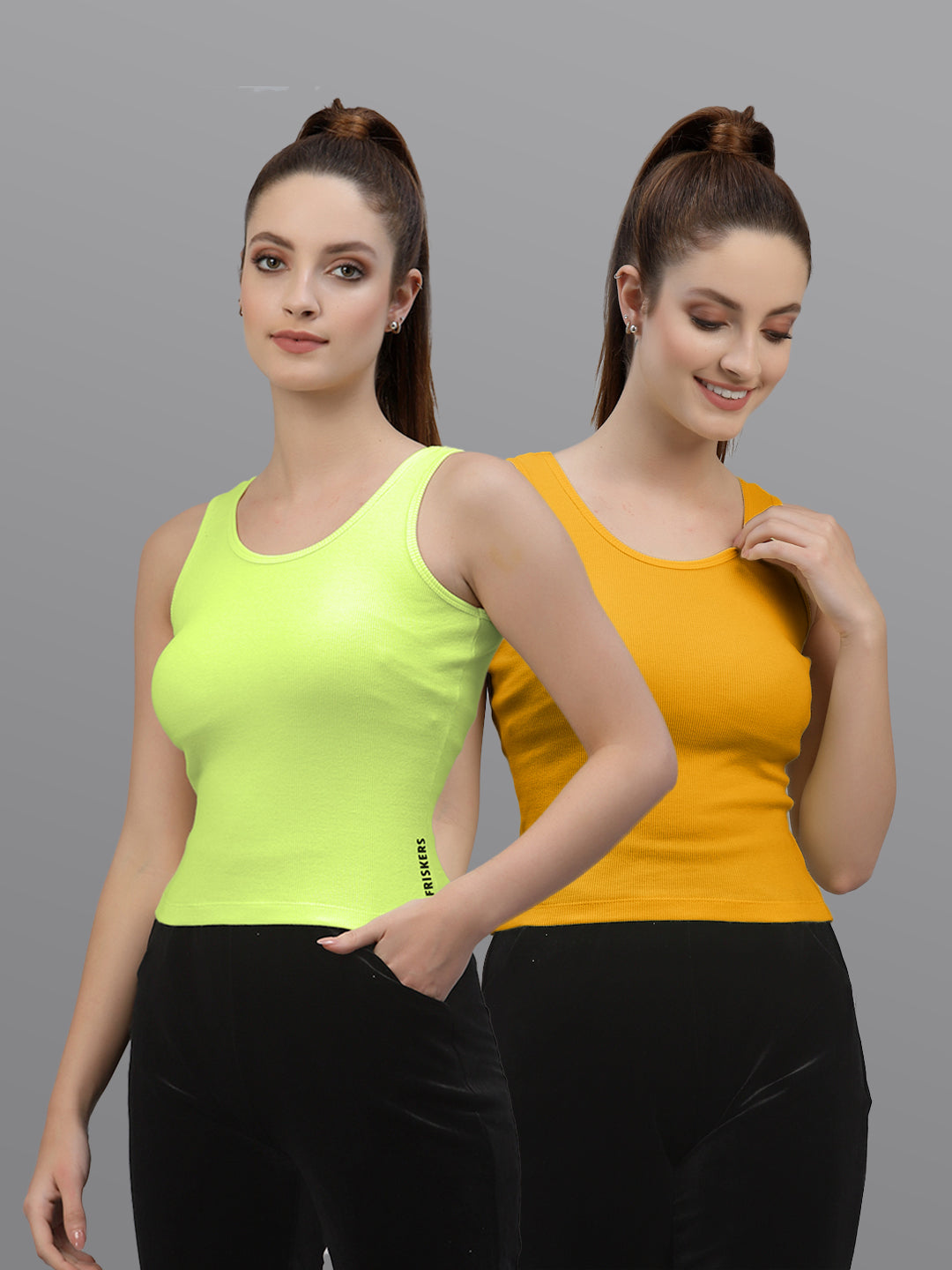 Women Pack Of 2 Solid Crop Top - Friskers