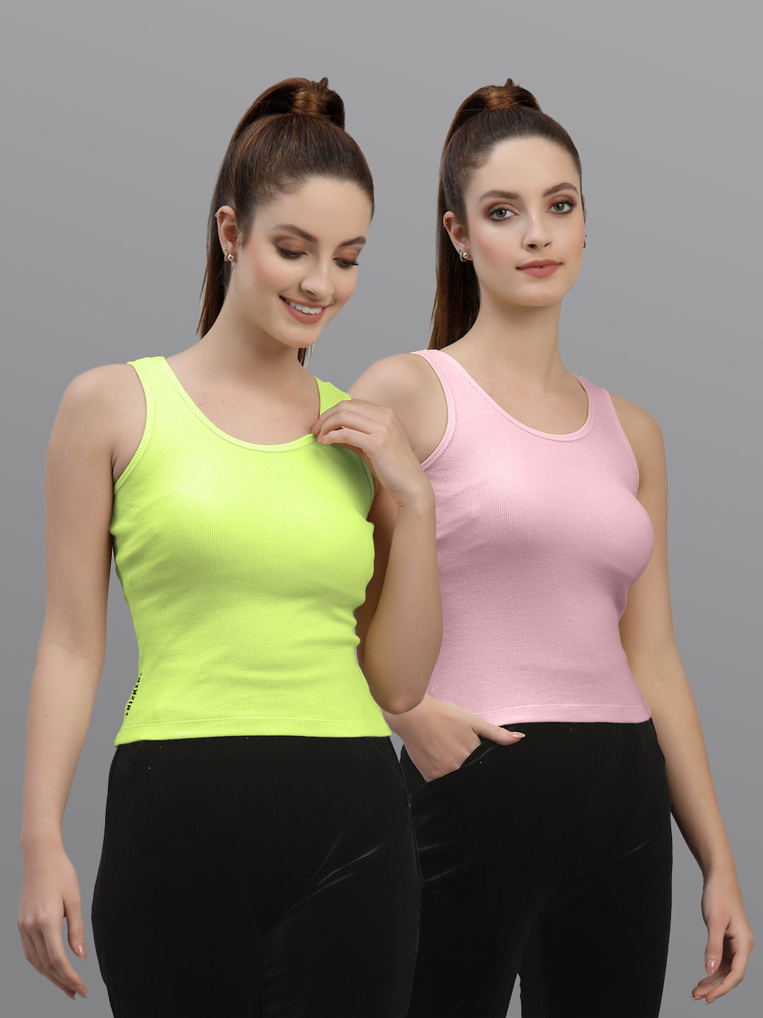 Women Pack Of 2 Solid Crop Top - Friskers