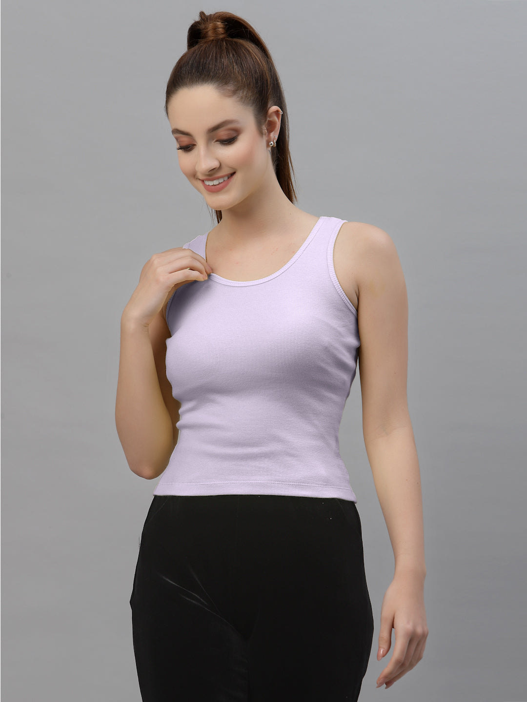 Women Pure Cotton Solid Fitted Crop Top - Friskers