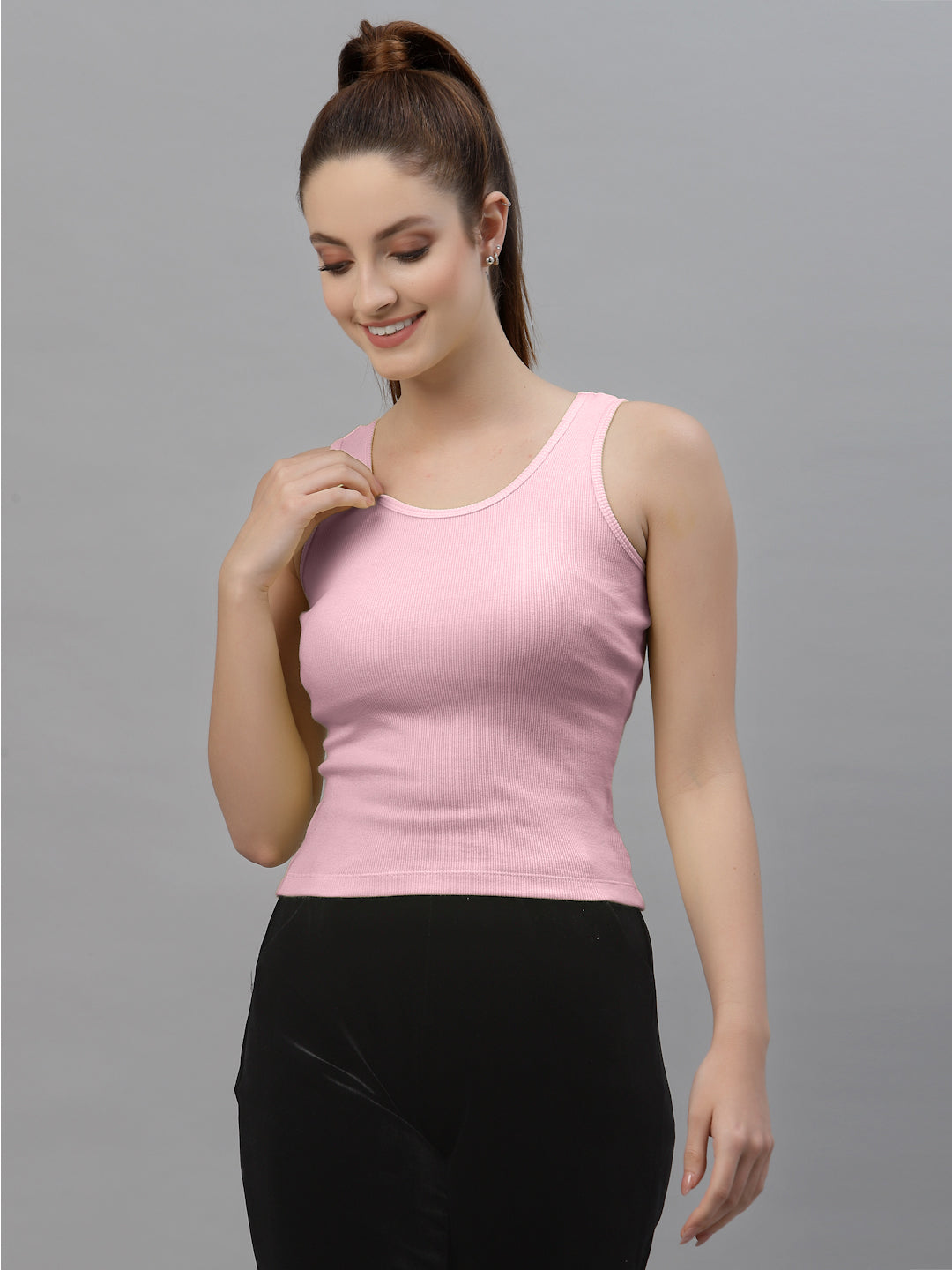 Women Pure Cotton Solid Fitted Crop Top - Friskers