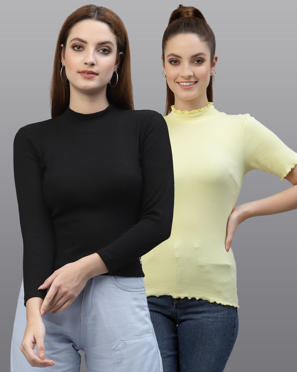 Women Pack Of 2 Ribbed Pure Cotton Top - Friskers