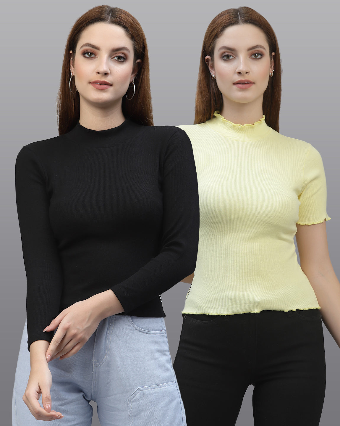 Women Pack Of 2 Ribbed Pure Cotton Top - Friskers
