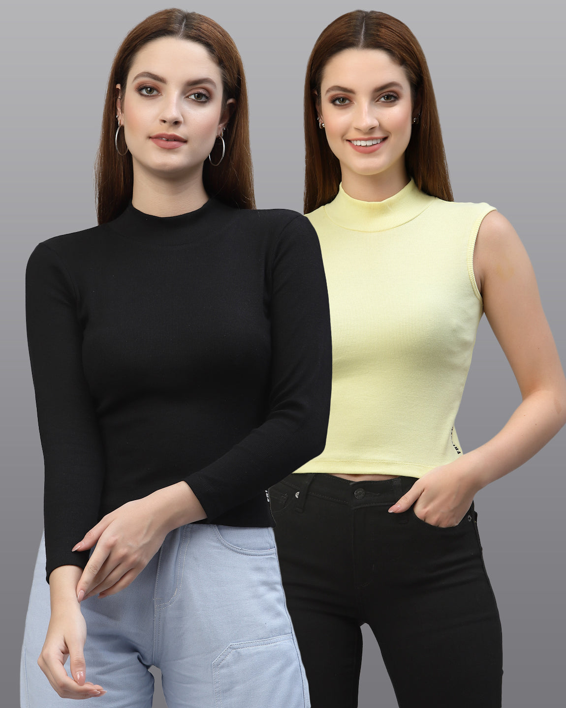Women Pack Of 2 Ribbed Pure Cotton Top - Friskers