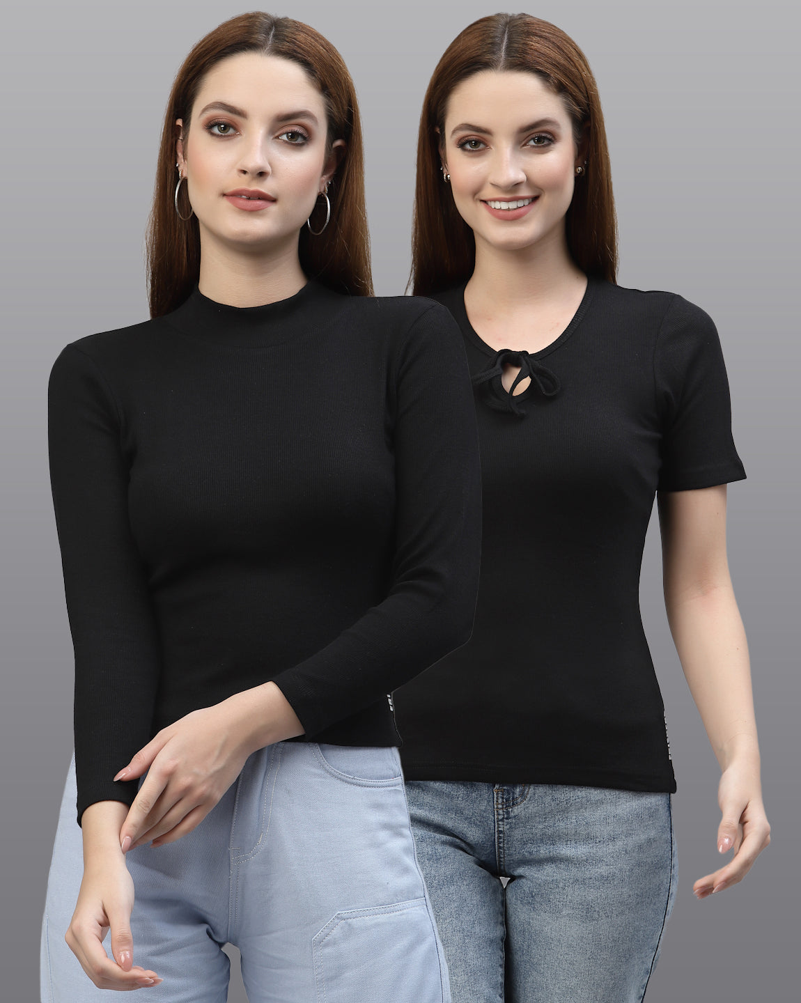 Women Pack Of 2 Ribbed Pure Cotton Top - Friskers