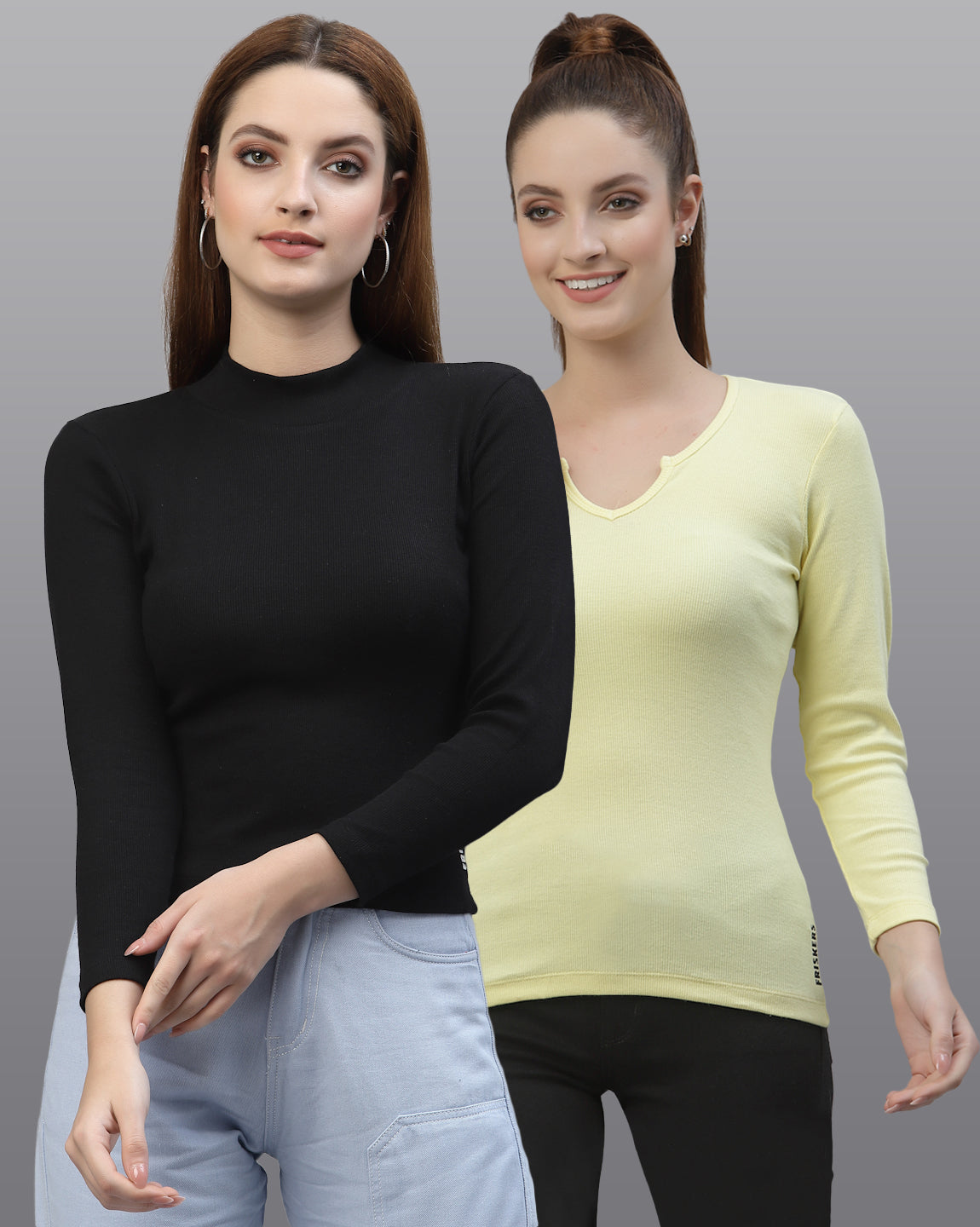 Women Pack Of 2 Ribbed Pure Cotton Top - Friskers