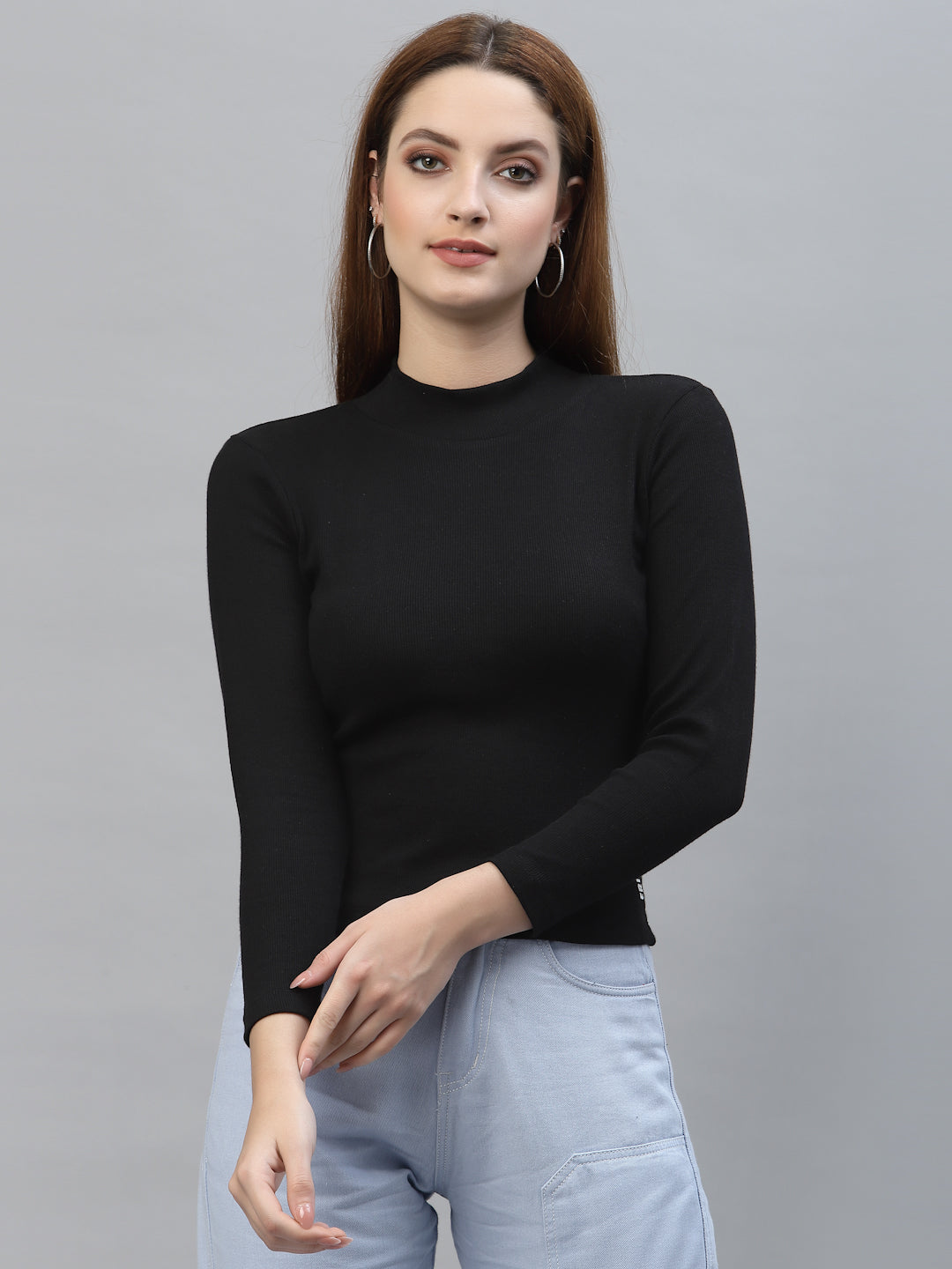 Friskers Slim Fit Turtle-Neck Top For Women - Friskers