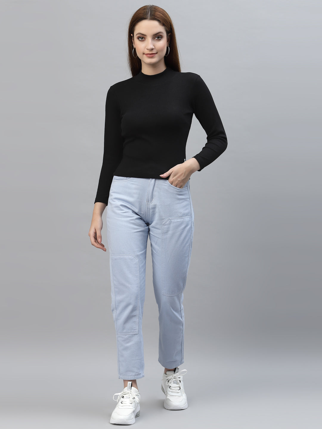 Friskers Slim Fit Turtle-Neck Top For Women - Friskers