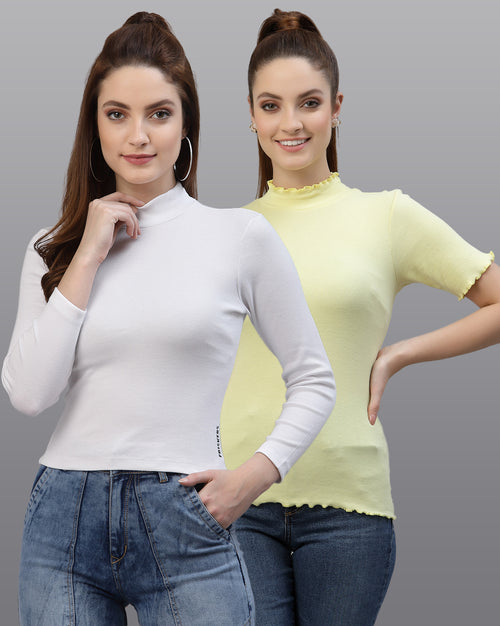 Women Pack Of 2 Ribbed Pure Cotton Top