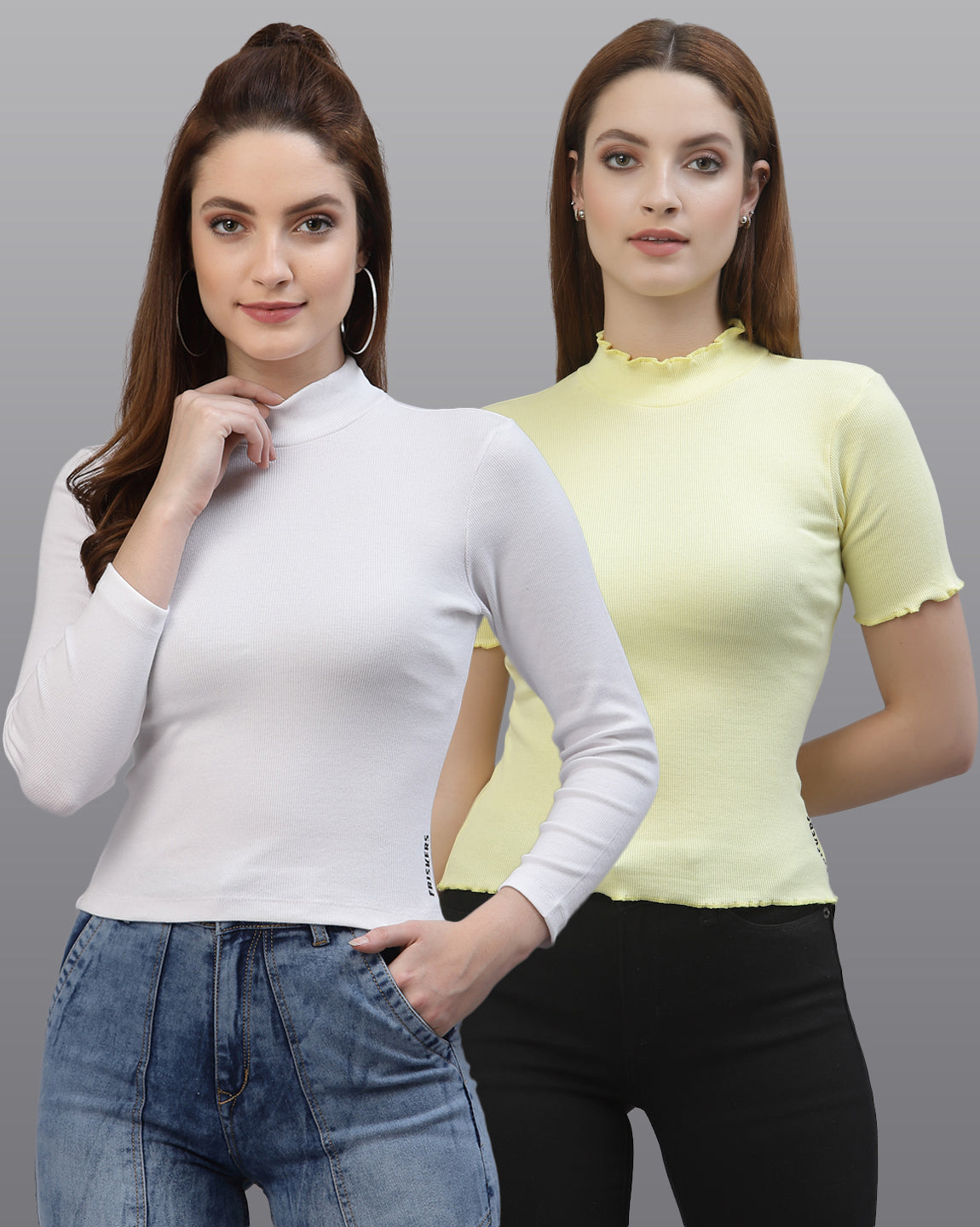 Women Pack Of 2 Ribbed Pure Cotton Top - Friskers