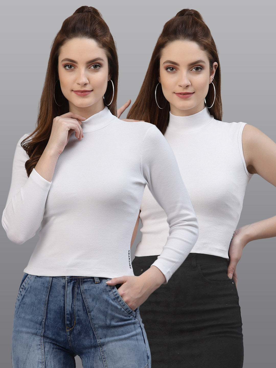 Women Pack Of 2 Ribbed Pure Cotton Top - Friskers