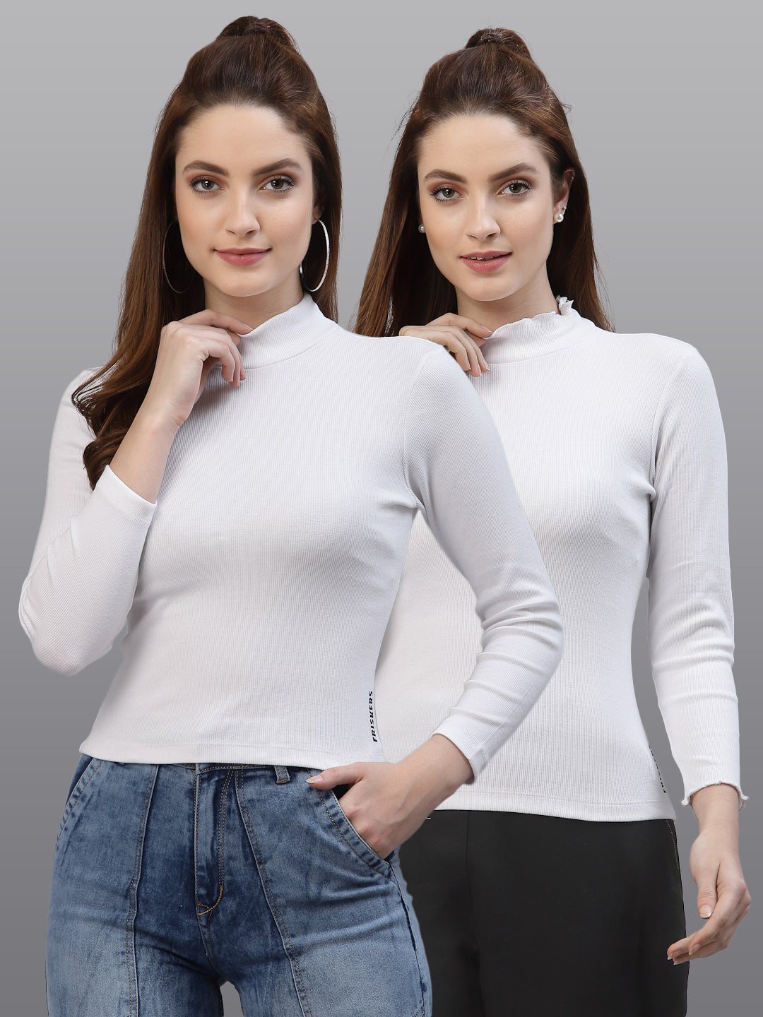 Women Pack Of 2 Ribbed Pure Cotton Top - Friskers