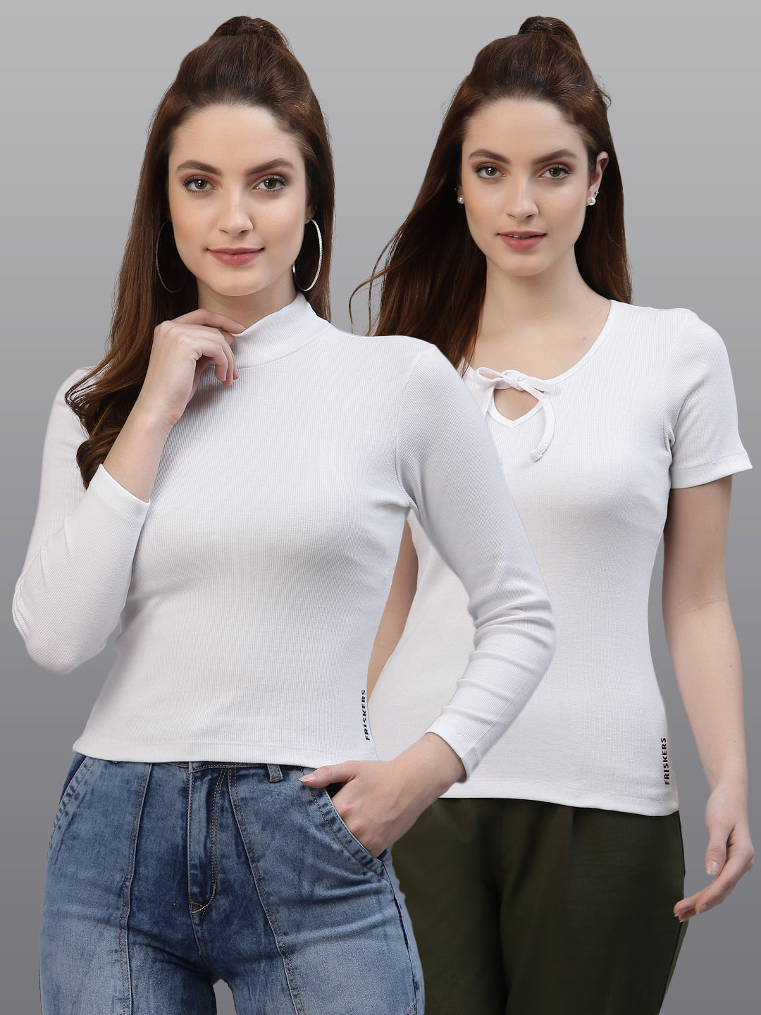 Women Pack Of 2 Ribbed Pure Cotton Top - Friskers
