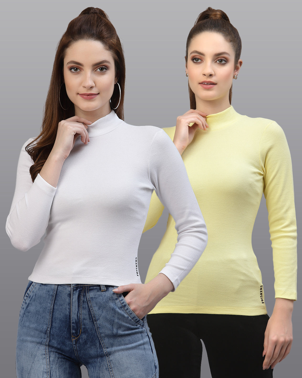Women Pack Of 2 Ribbed Pure Cotton Top - Friskers