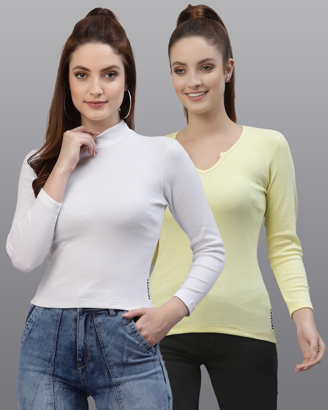Women Pack Of 2 Ribbed Pure Cotton Top - Friskers