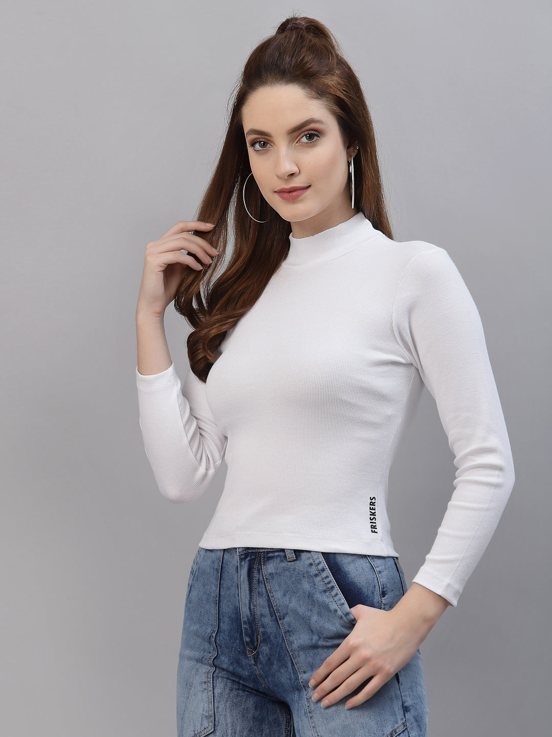 Friskers Slim Fit Turtle-Neck Top For Women - Friskers