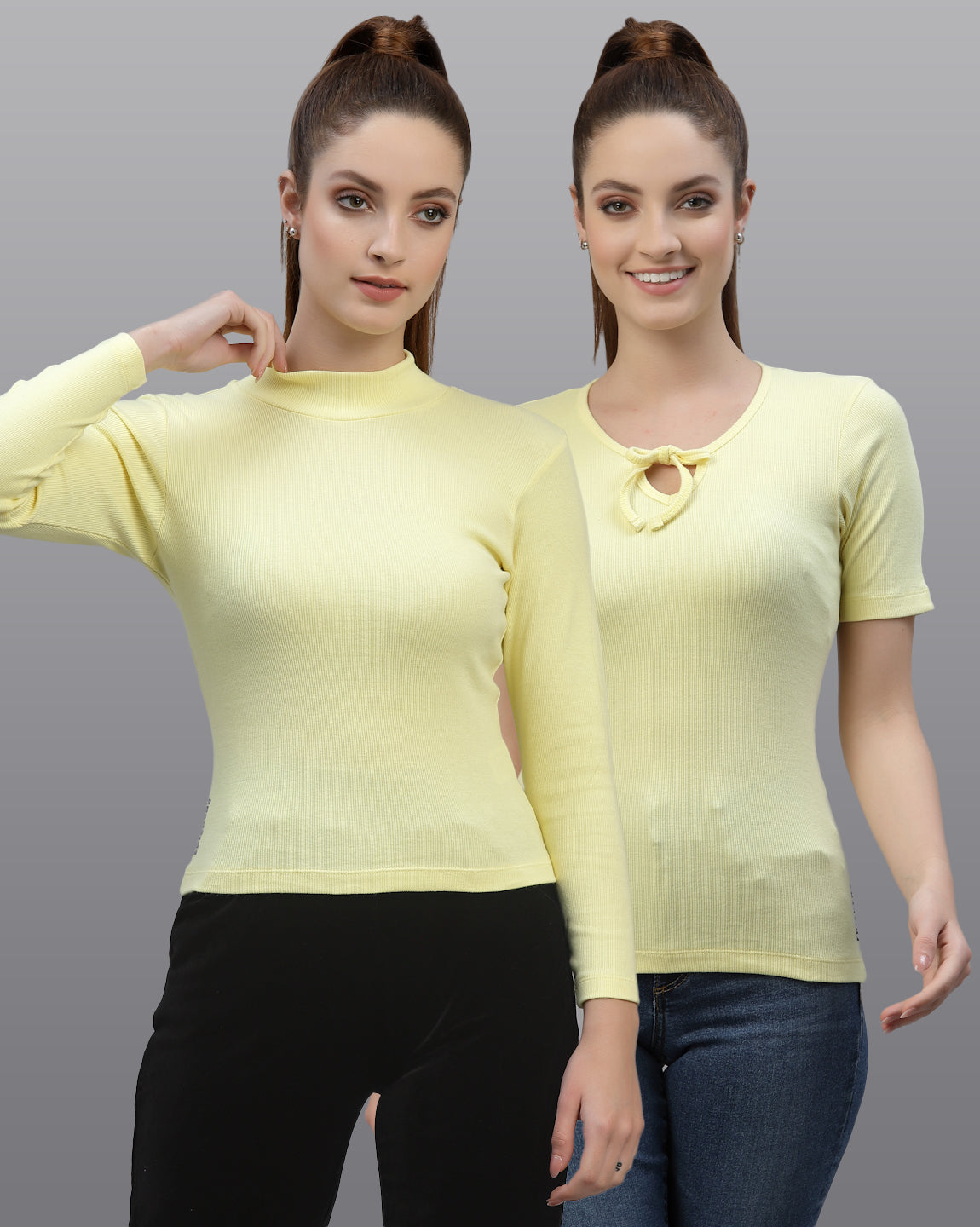 Women Pack Of 2 Ribbed Pure Cotton Top - Friskers