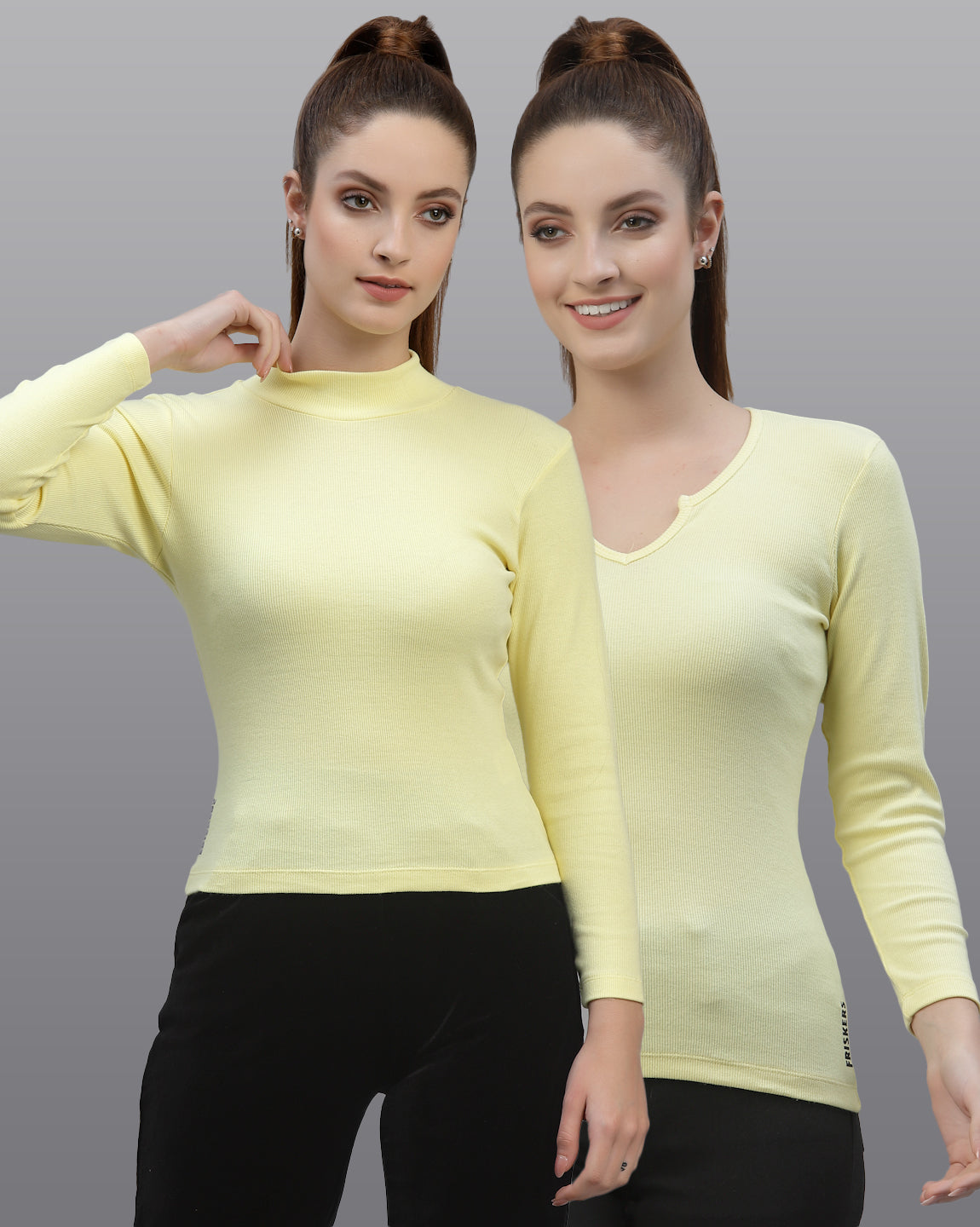 Women Pack Of 2 Ribbed Pure Cotton Top - Friskers