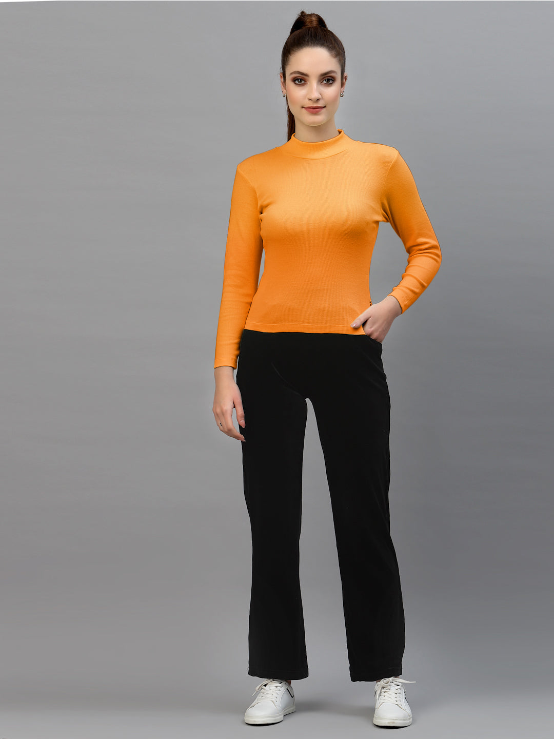 Friskers Slim Fit Turtle-Neck Top For Women - Friskers