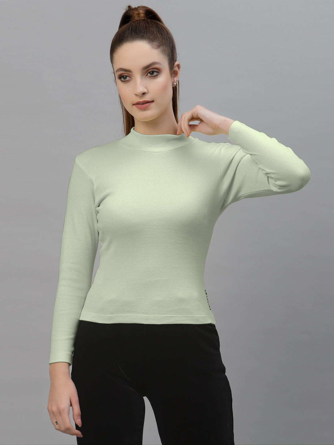 Friskers Slim Fit Turtle-Neck Top For Women - Friskers