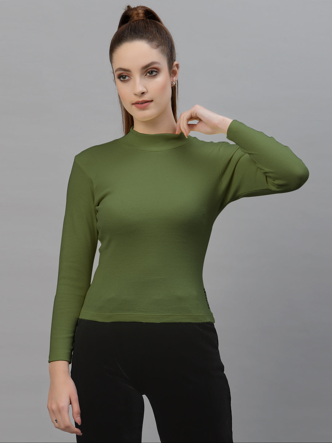 Friskers Slim Fit Turtle-Neck Top For Women - Friskers