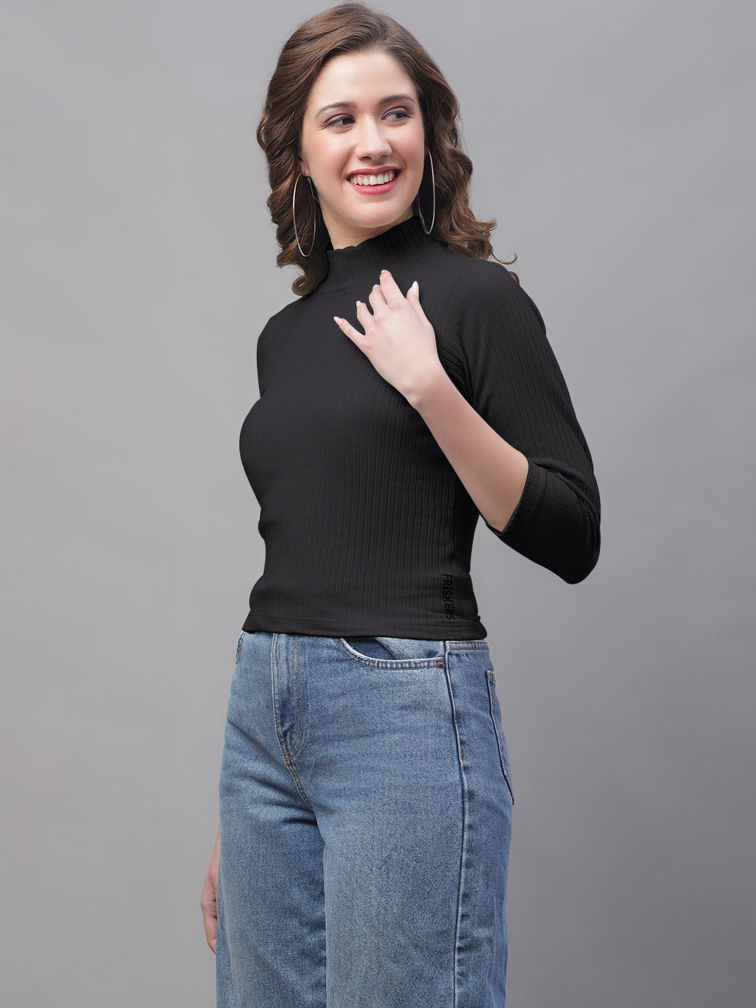 Friskers Women Mock Neck Full Sleeve Top - Friskers