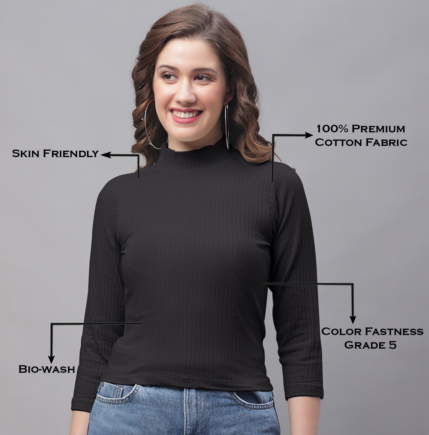 Friskers Women Mock Neck Full Sleeve Top - Friskers