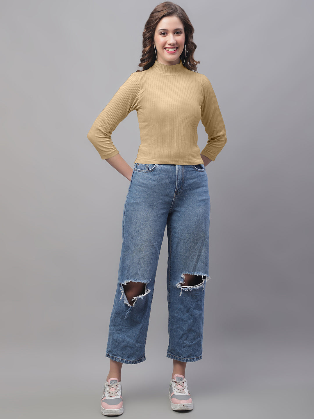 Friskers Women Mock Neck Full Sleeve Top - Friskers