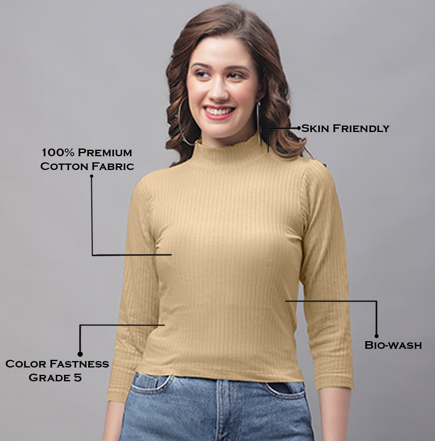 Friskers Women Mock Neck Full Sleeve Top - Friskers