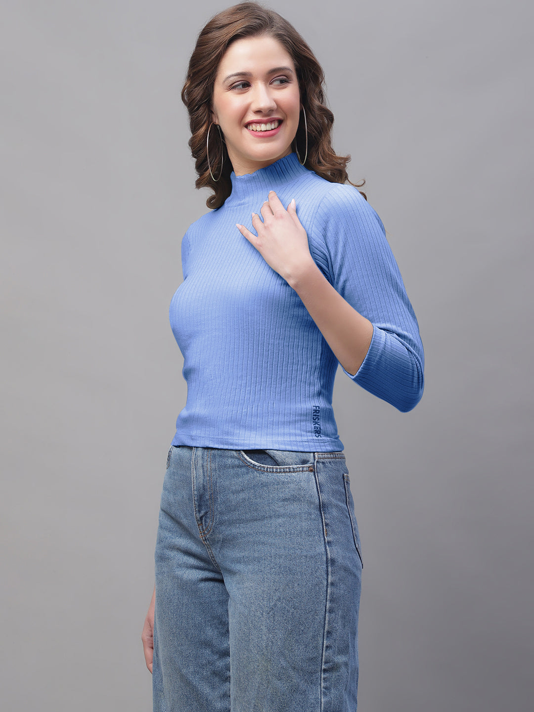 Friskers Women Mock Neck Full Sleeve Top - Friskers