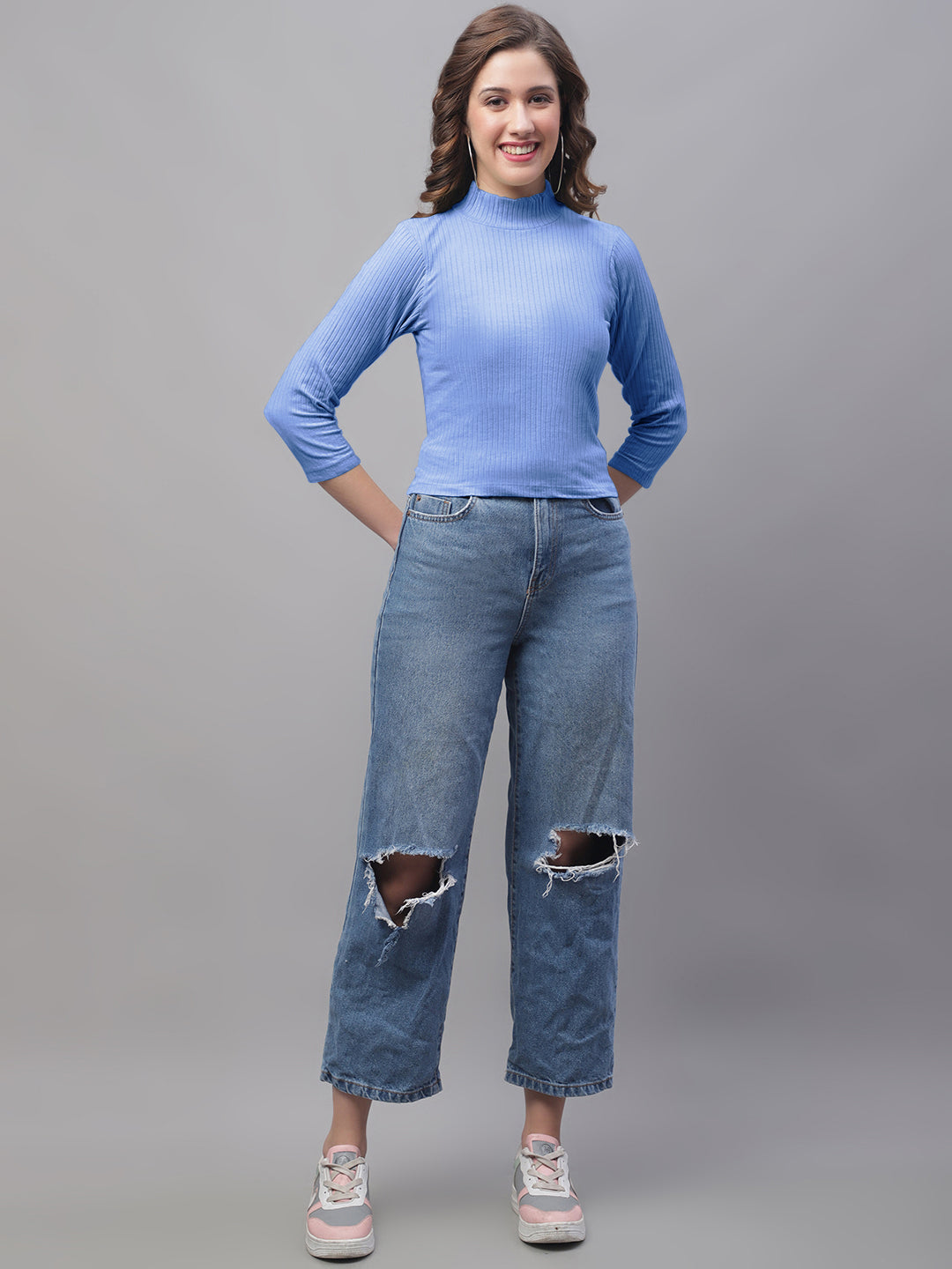 Friskers Women Mock Neck Full Sleeve Top - Friskers