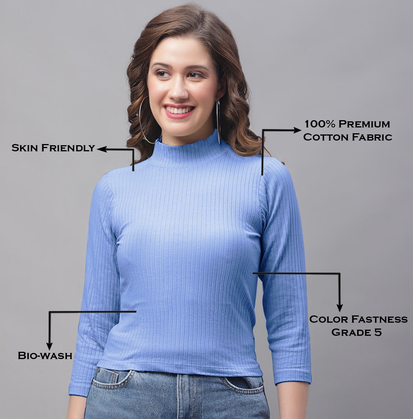 Friskers Women Mock Neck Full Sleeve Top - Friskers