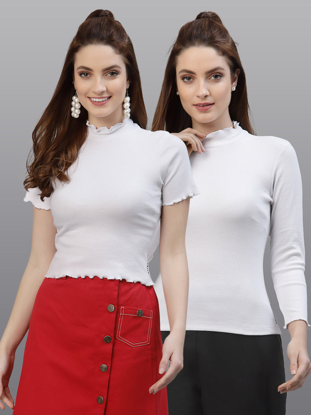 Women Pack Of 2 Pure Cotton Solid Top - Friskers