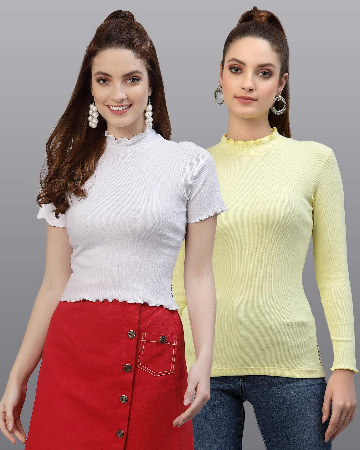 Women Pack Of 2 Pure Cotton Solid Top - Friskers