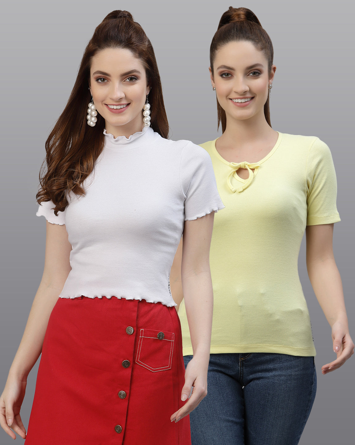 Women Pack Of 2 Pure Cotton Solid Top - Friskers