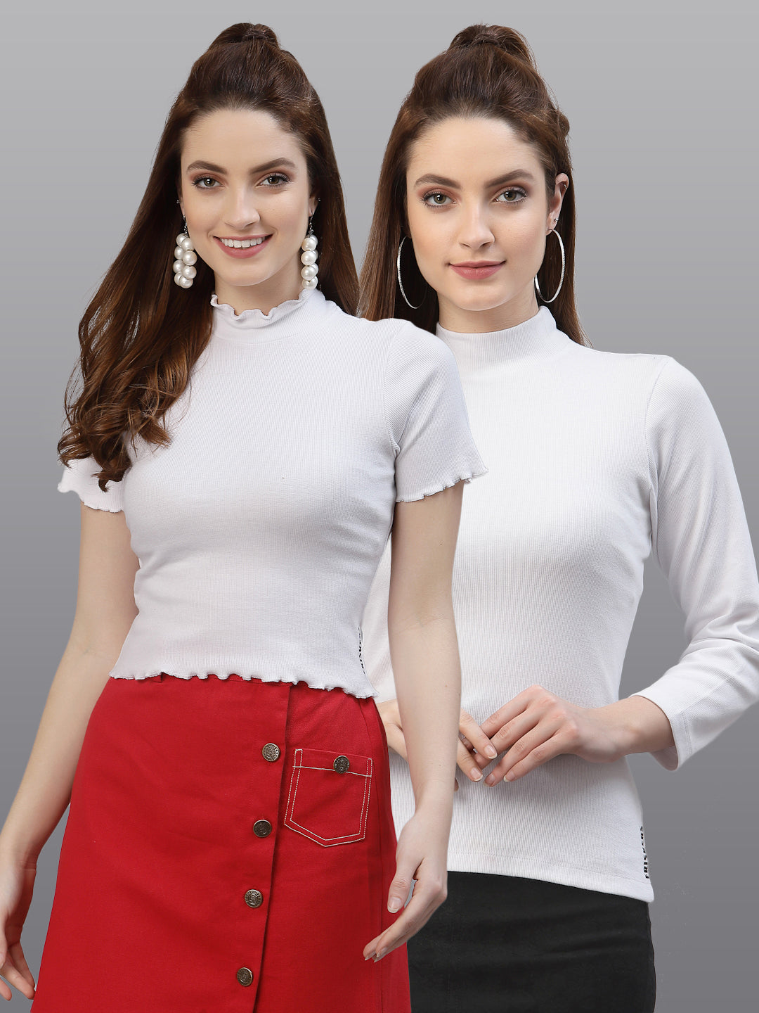 Women Pack Of 2 Pure Cotton Solid Top - Friskers
