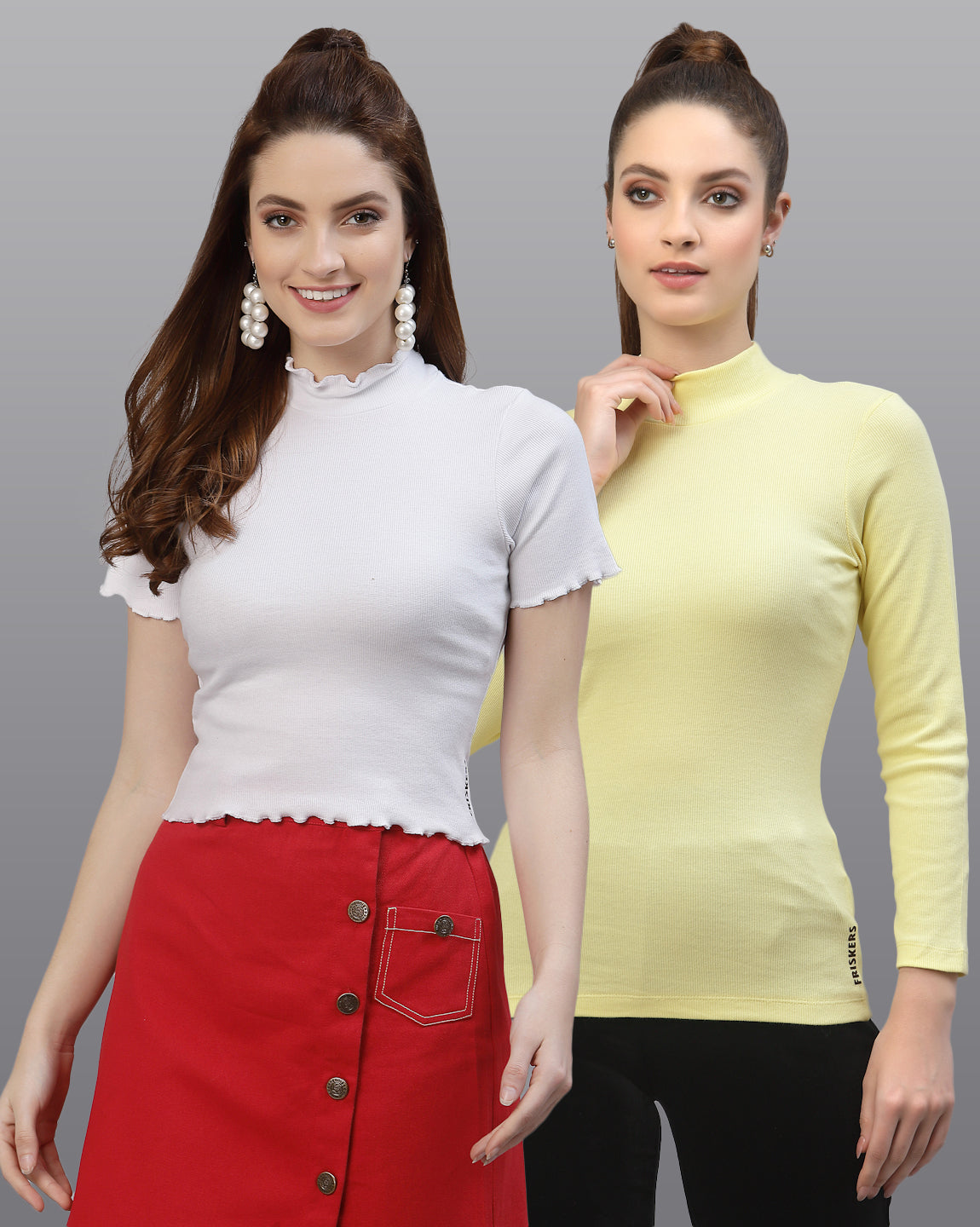 Women Pack Of 2 Pure Cotton Solid Top - Friskers