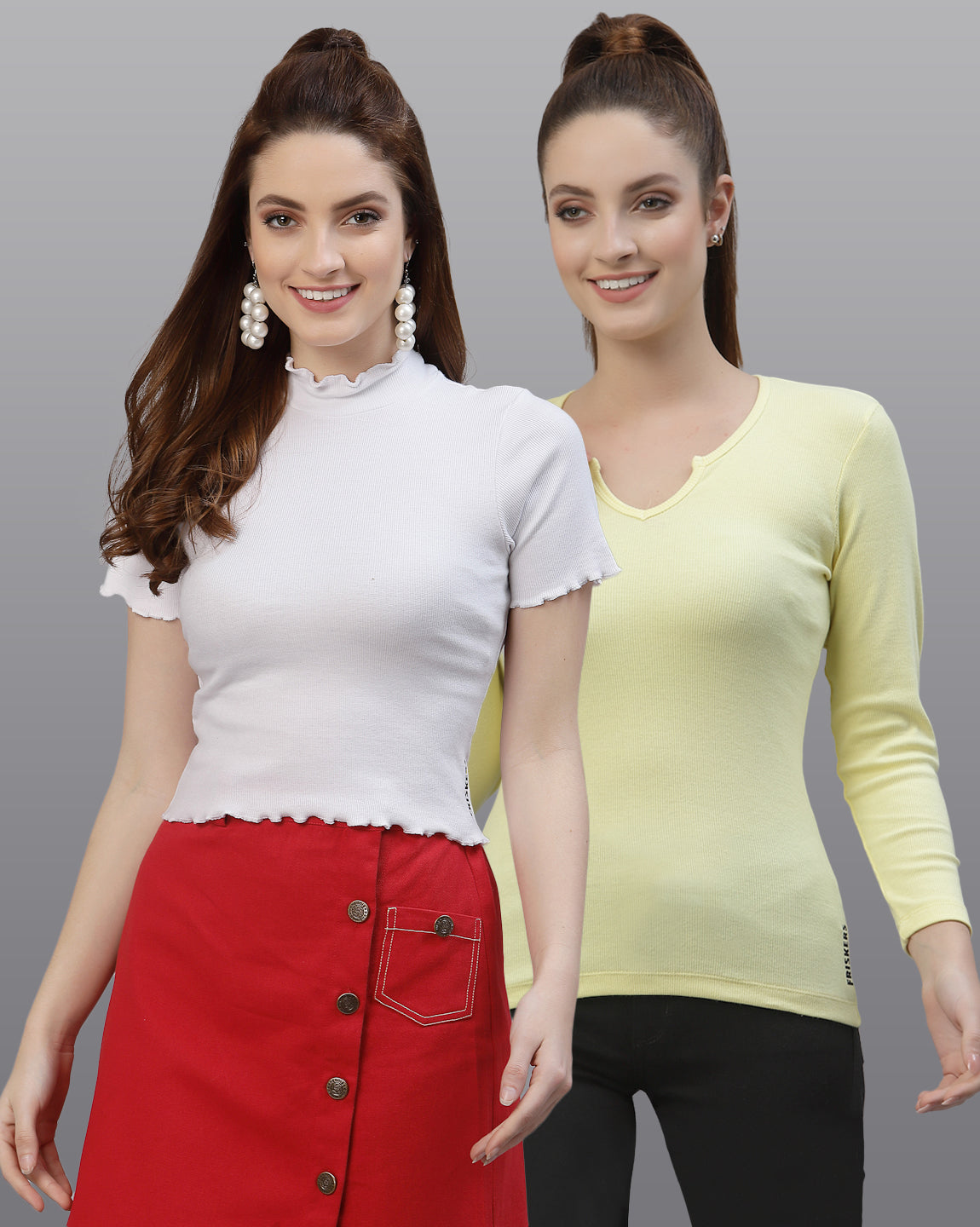 Women Pack Of 2 Pure Cotton Solid Top - Friskers