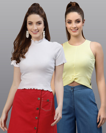 Women Pack Of 2 Pure Cotton Solid Top - Friskers