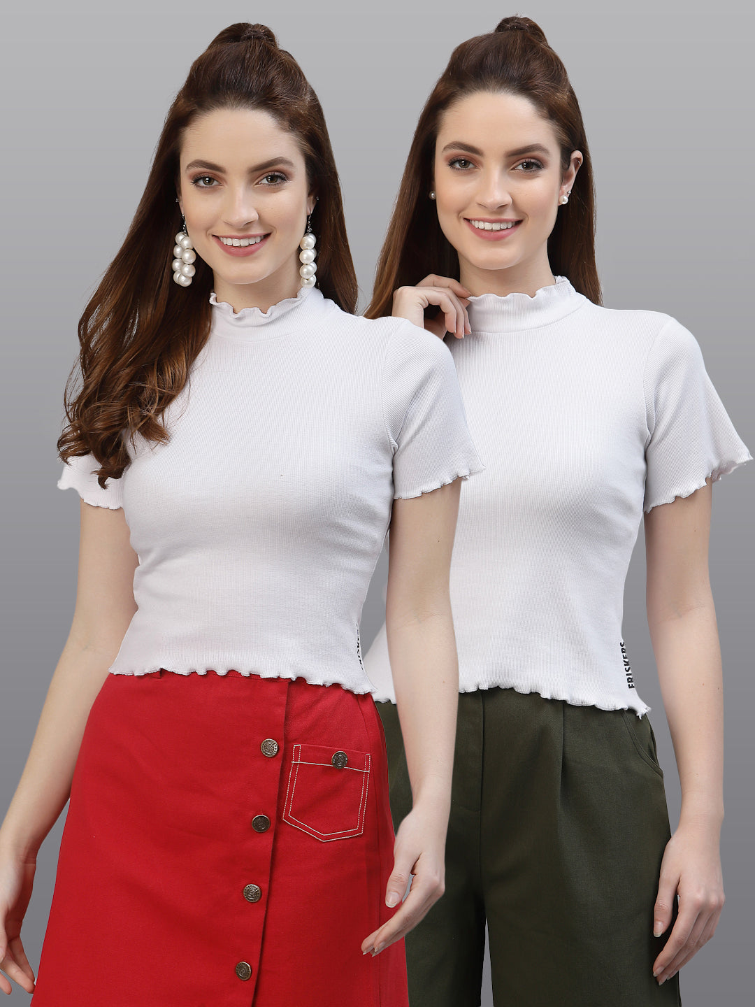 Women Pack Of 2 Pure Cotton Solid Top - Friskers