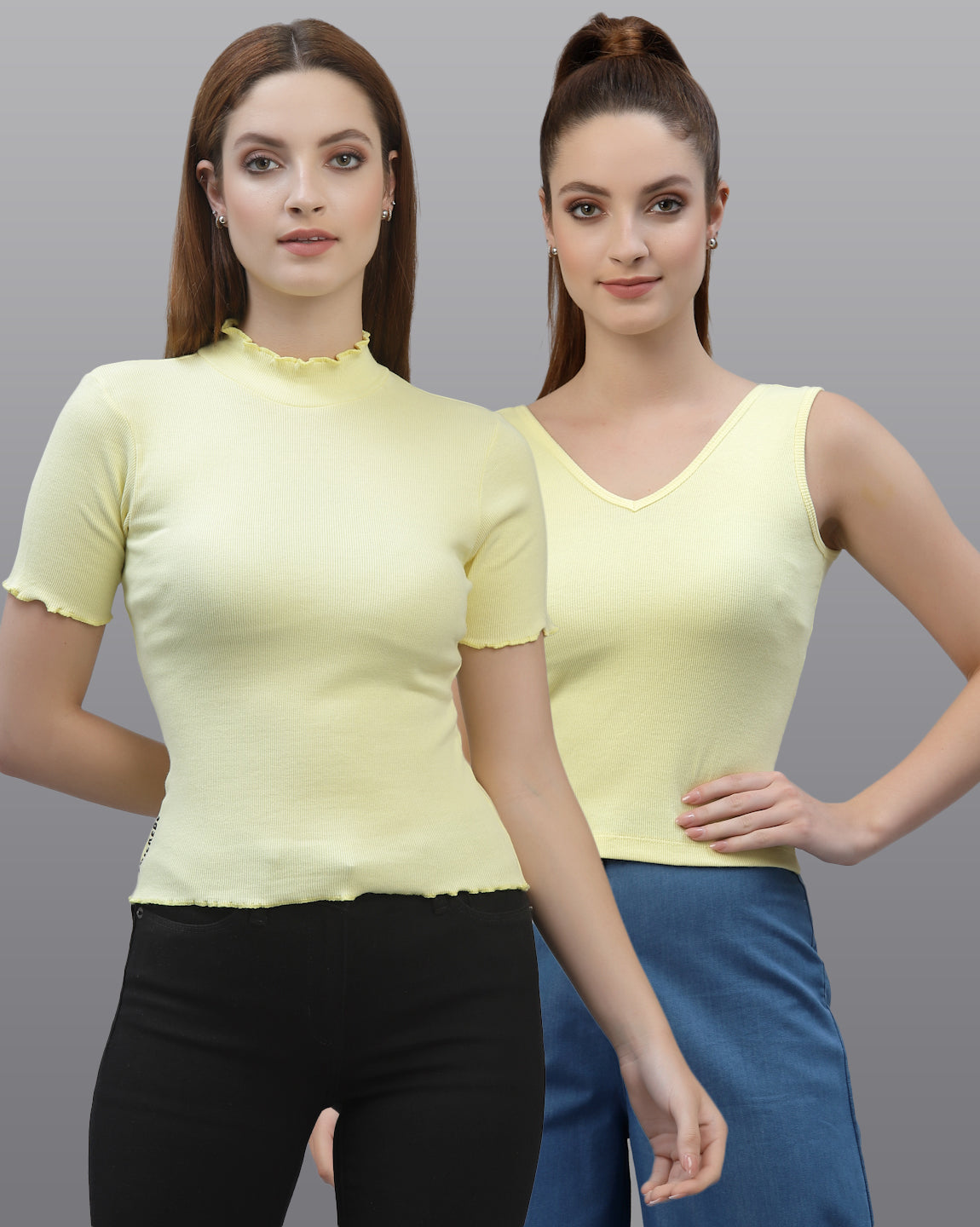 Women Pack Of 2 Pure Cotton Solid Top - Friskers