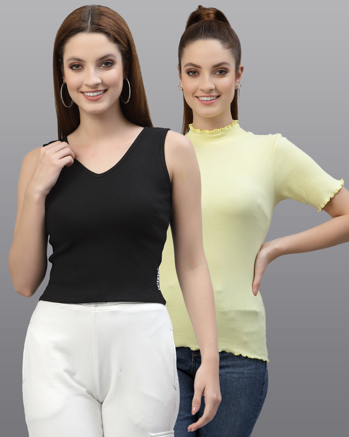 Women Pack Of 2 Pure Cotton Regular Fit Top - Friskers