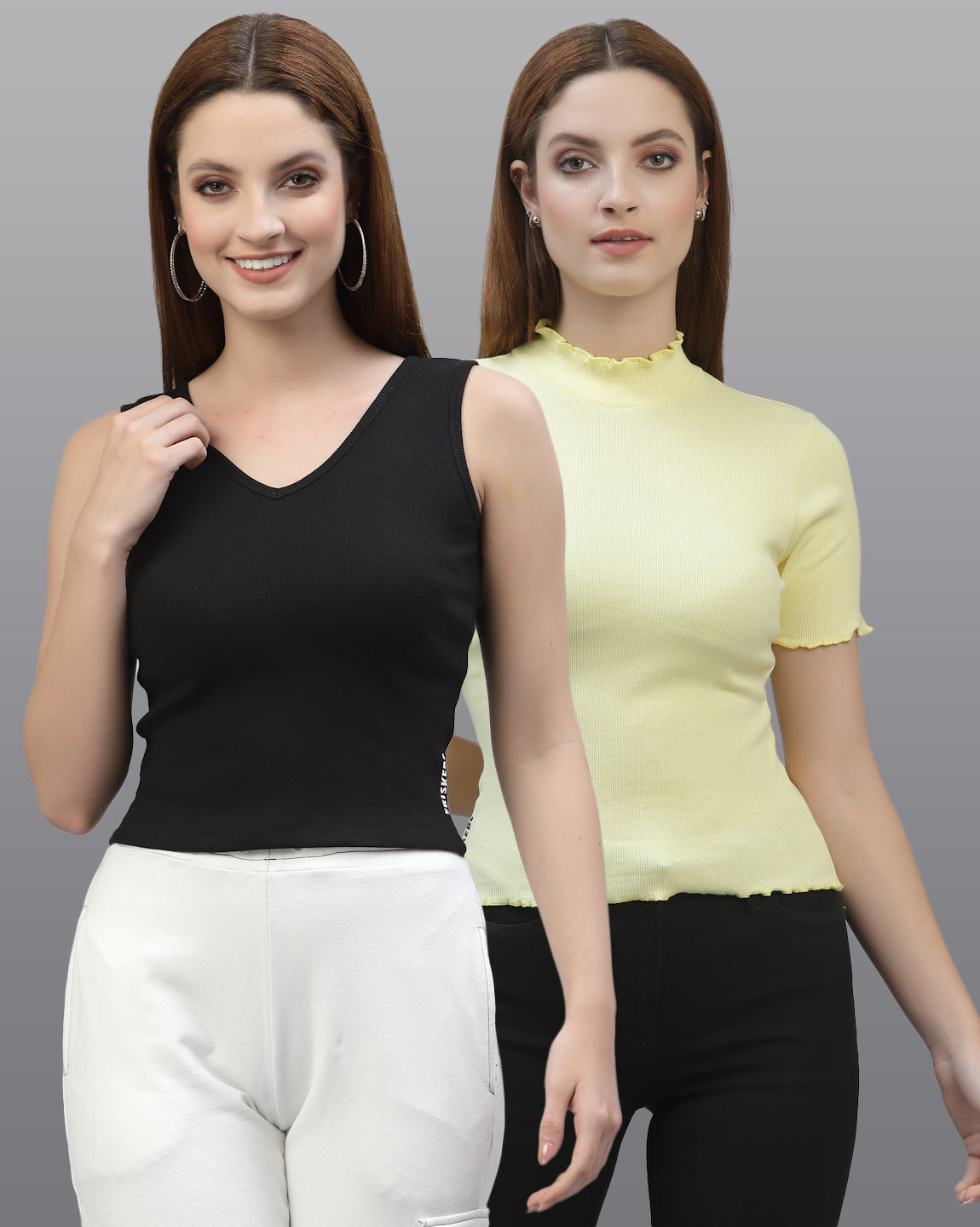 Women Pack Of 2 Pure Cotton Regular Fit Top - Friskers