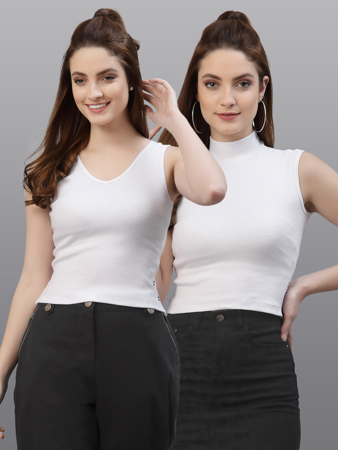 Women Pack Of 2 Pure Cotton Regular Fit Top - Friskers