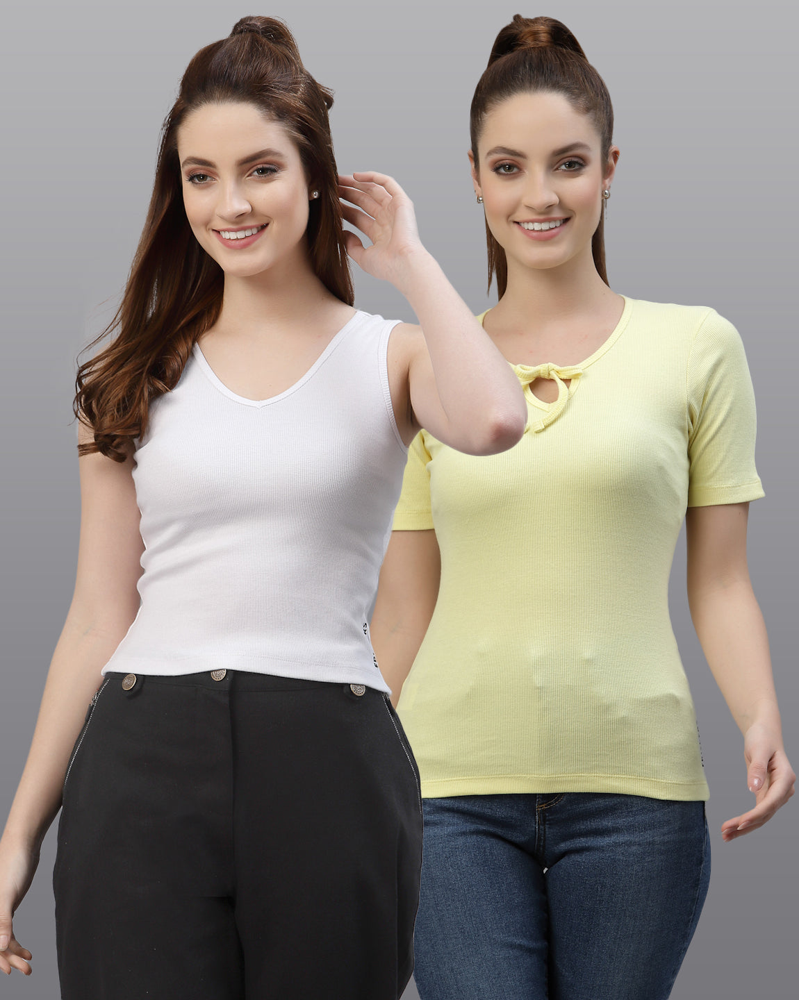 Women Pack Of 2 Pure Cotton Regular Fit Top - Friskers