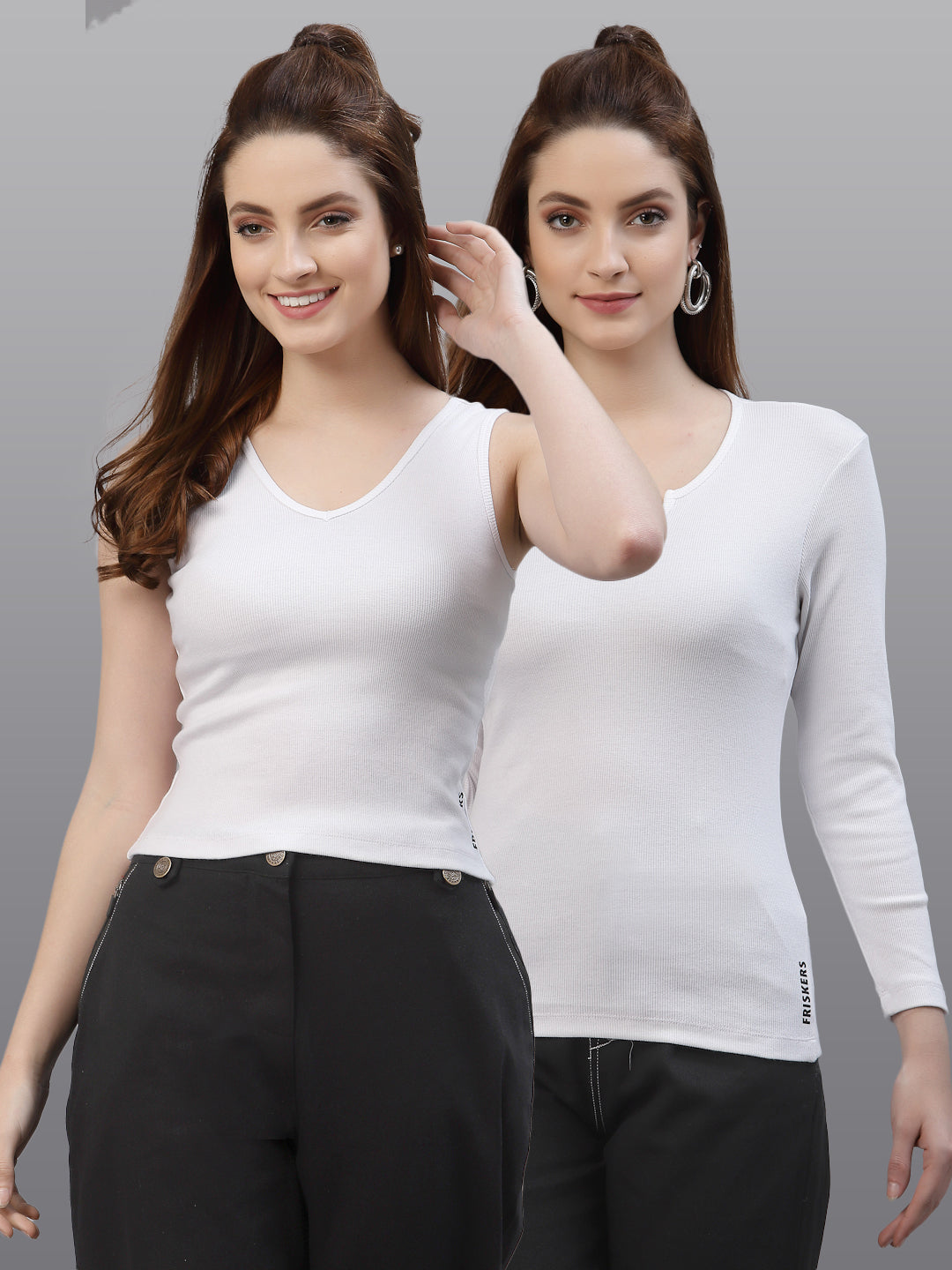 Women Pack Of 2 Pure Cotton Regular Fit Top - Friskers