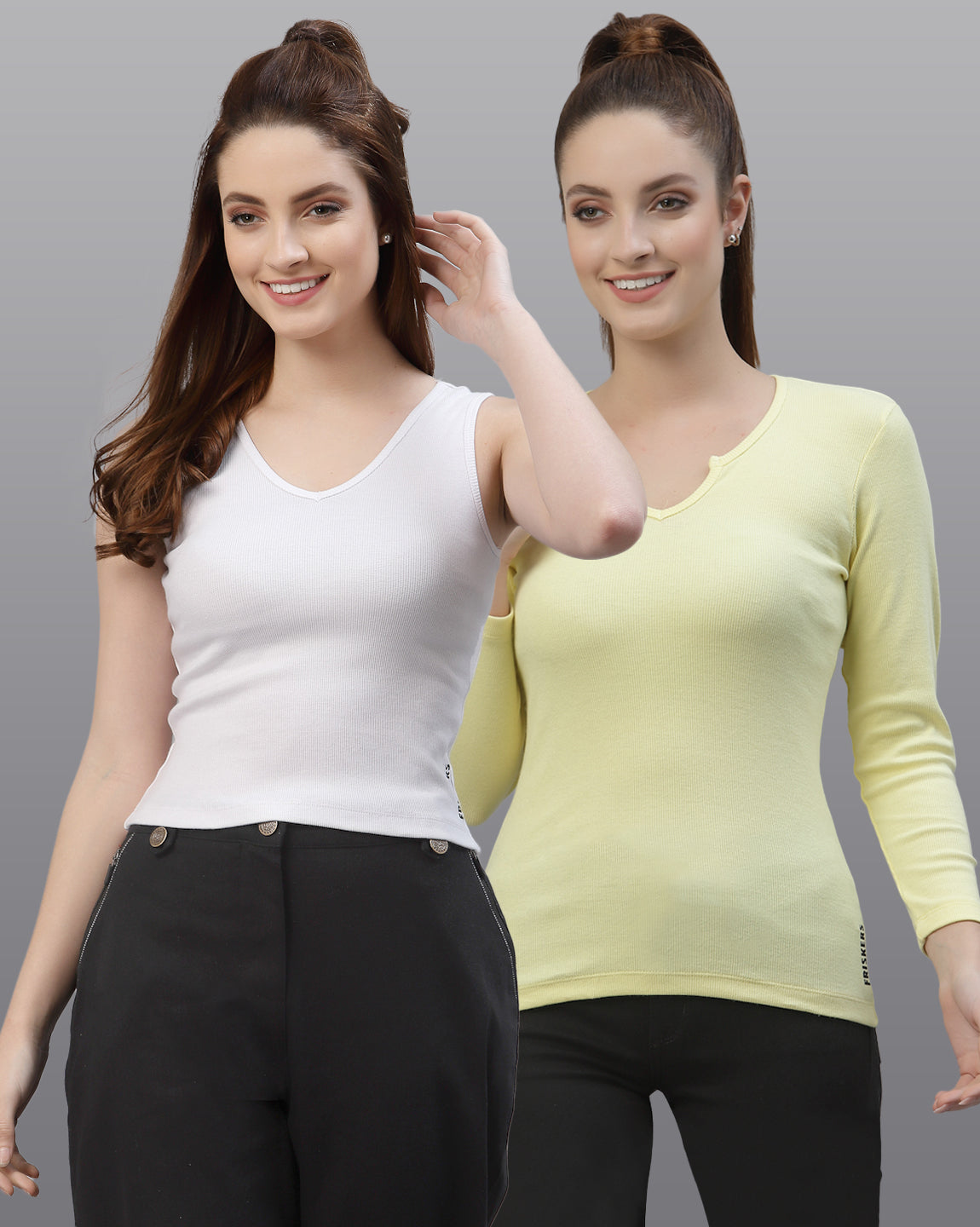 Women Pack Of 2 Pure Cotton Regular Fit Top - Friskers