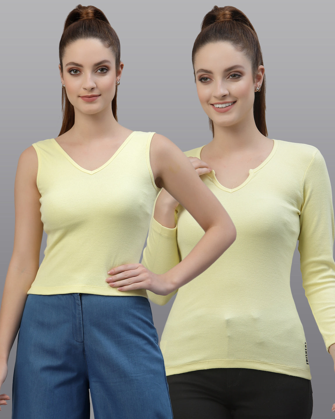 Women Pack Of 2 Pure Cotton Regular Fit Top - Friskers