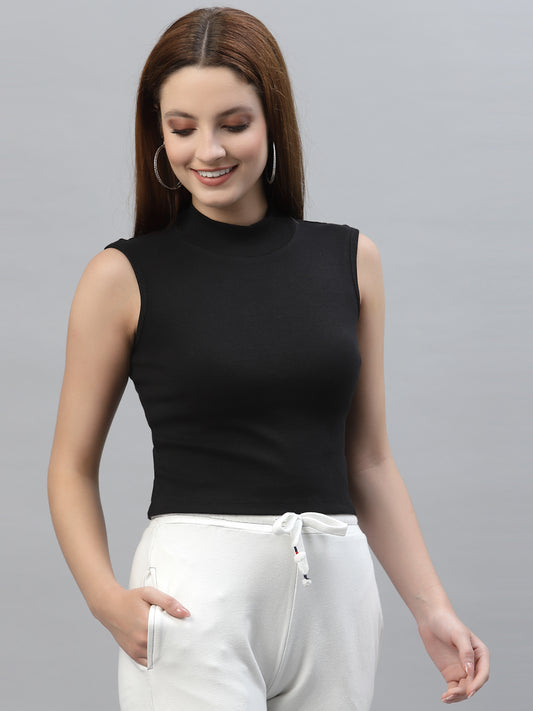 Women Solid Sleeveless Crop Top - Friskers