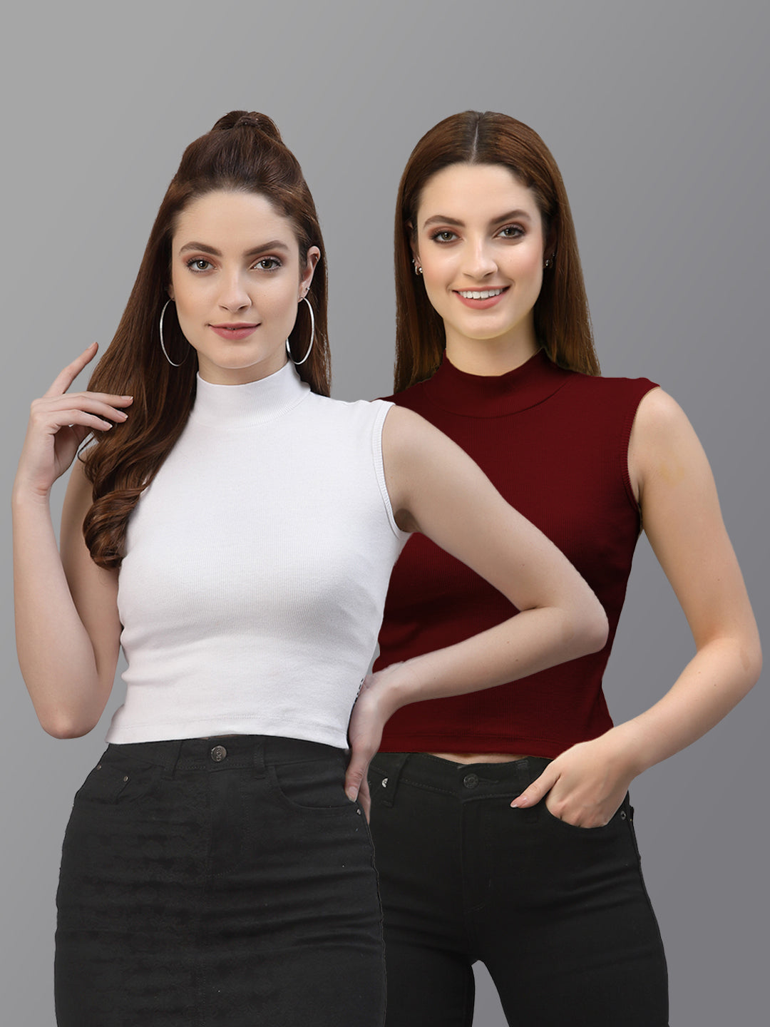 Women Pack Of 2 Solid Crop Top - Friskers