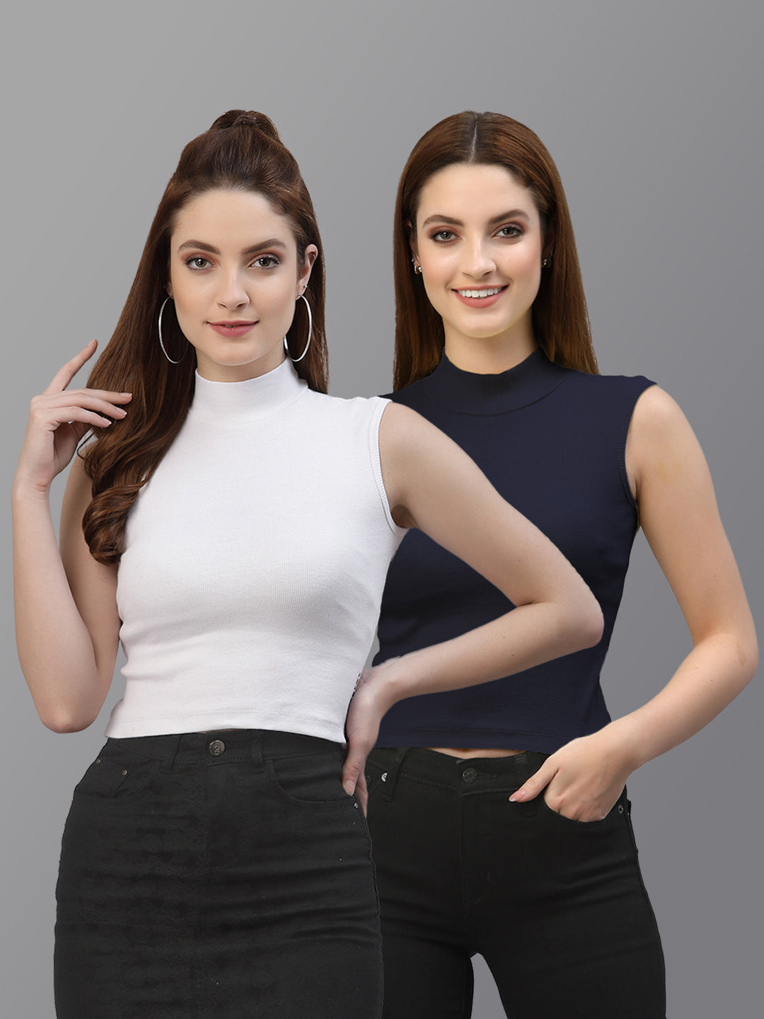 Women Pack Of 2 Solid Crop Top - Friskers